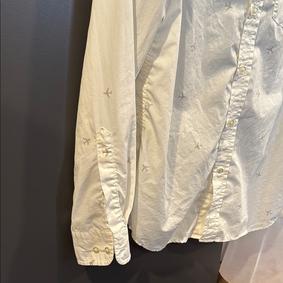 Banana Republic Luxe Poplin White Mens Button down with Plane design Slim Fit M - Picture 6 of 6